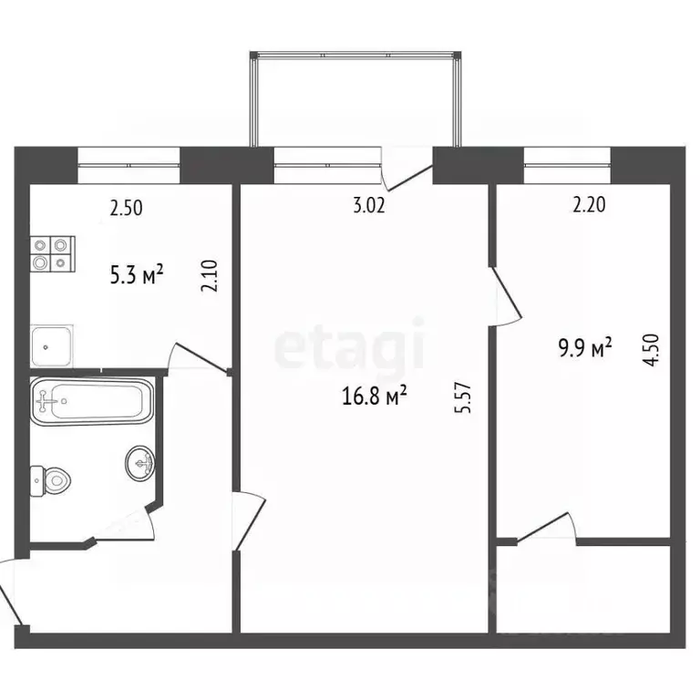 2-к кв. Ярославская область, Рыбинск 9 Мая ул., 5 (45.5 м) - Фото 1