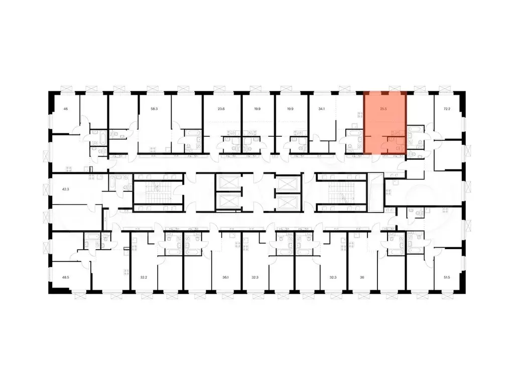 Квартира-студия, 25,5 м, 17/33 эт. - Фото 1