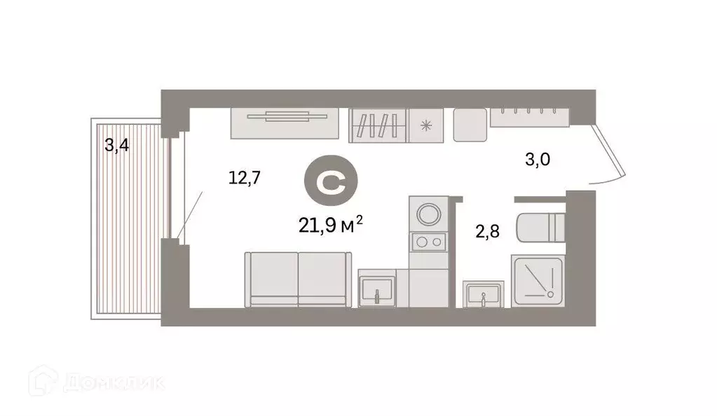 Продаётся квартира-студия, 21.9 м - Фото 0