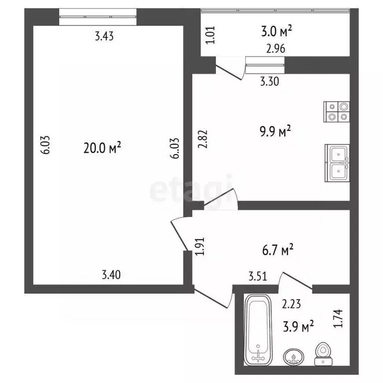 1-к кв. Башкортостан, Стерлитамакский район, Отрадовский сельсовет, с. ... - Фото 2
