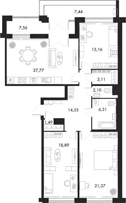 3-к кв. Санкт-Петербург Петровский просп., 22к2 (115.0 м) - Фото 2