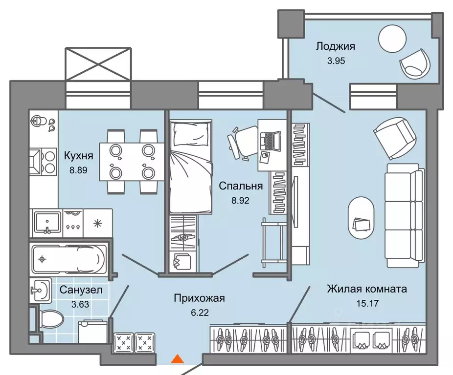 2-к кв. Кировская область, Киров ул. 4-й Пятилетки, 86 (45.0 м) - Фото 0