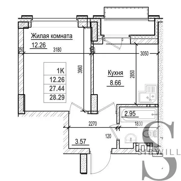 1-комнатная квартира: Новосибирск, Фабричная улица, 65/1 (27.4 м) - Фото 0