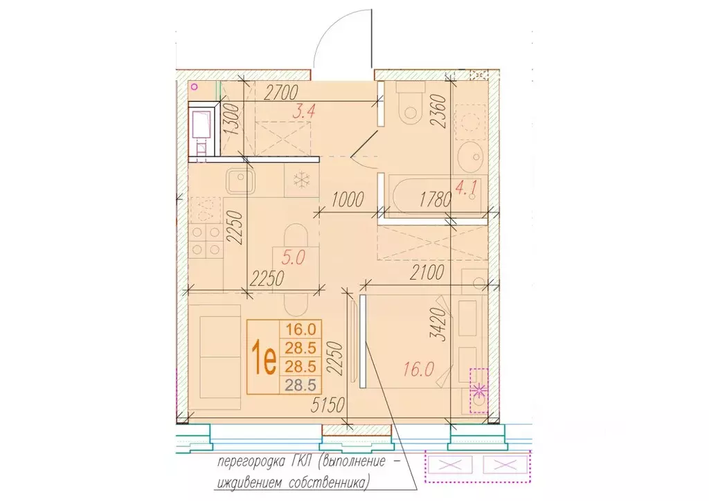 1-к кв. Астраханская область, Астрахань Августовская ул. (28.5 м) - Фото 1
