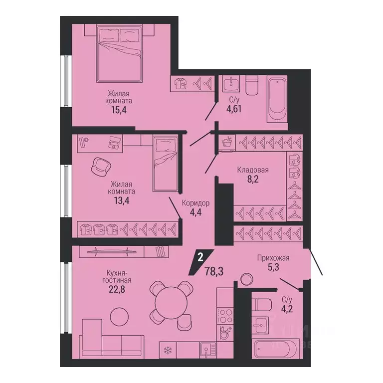 3-к кв. Свердловская область, Екатеринбург Эльмаш жилрайон, К100 жилой ... - Фото 2