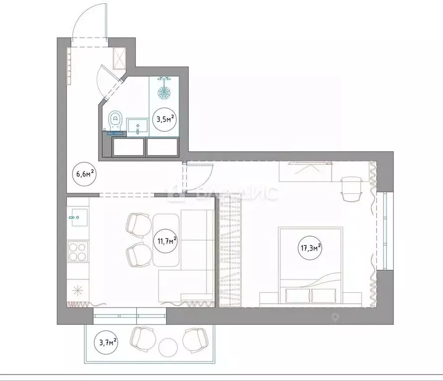 1-к кв. Санкт-Петербург ул. Кустодиева, 3к2 (42.9 м) - Фото 1