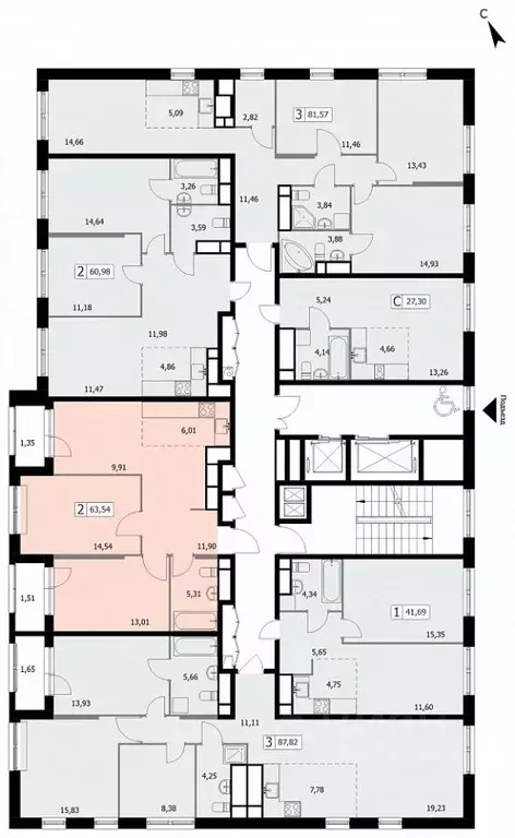 2-к кв. Москва 3-я Гражданская ул., 35к2 (63.54 м) - Фото 0