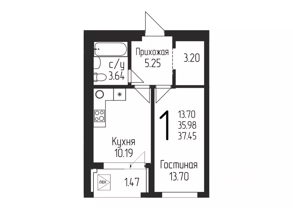 1-к кв. Башкортостан, Уфа ул. Бородинская, 19/1 (37.45 м) - Фото 0