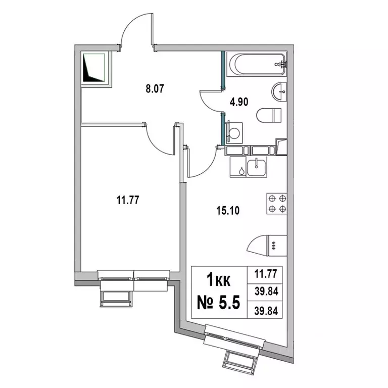 1-к кв. Ленинградская область, Выборг ул. 2-я Южная, 4 (39.84 м) - Фото 1