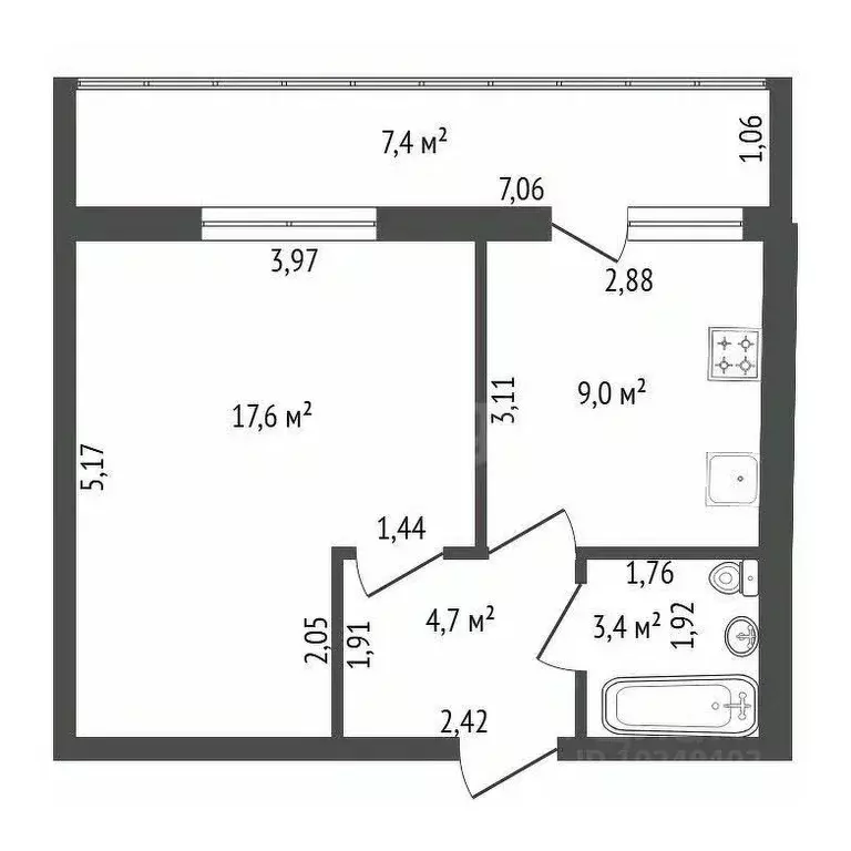 1-к кв. Башкортостан, Уфа Караидельская ул., 6/1 (35.0 м) - Фото 1