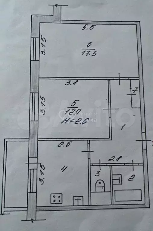 2-к. квартира, 53,2 м, 2/9 эт. - Фото 0