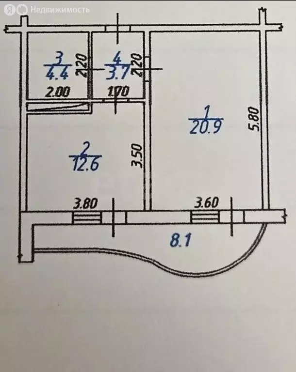 2-комнатная квартира: Махачкала, улица Времена Года, 15/1 (50 м) - Фото 1