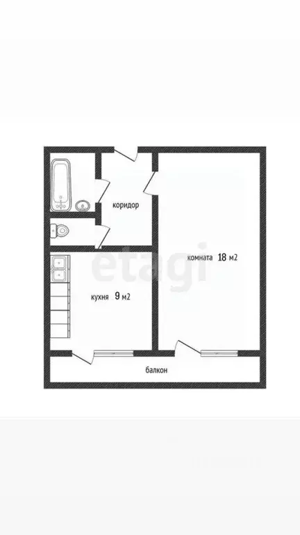 1-к кв. Белгородская область, Белгород ул. Есенина, 52 (34.0 м) - Фото 1
