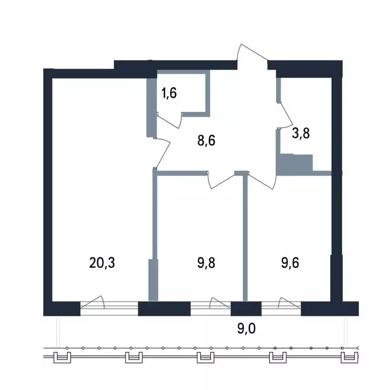 2-комнатная квартира: Уфа, улица Пархоменко, 156В (63 м) - Фото 1