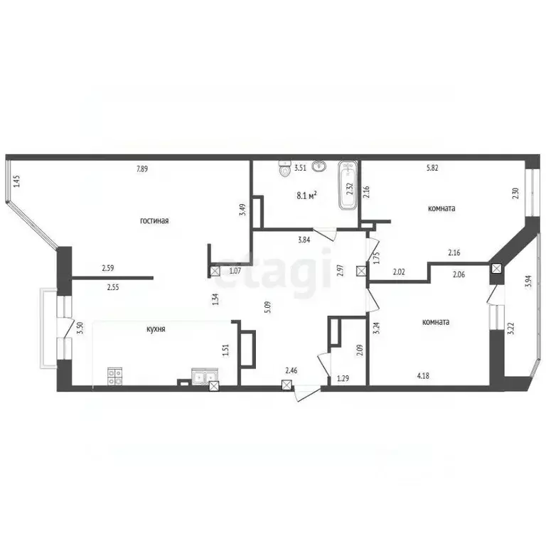3-к кв. Тюменская область, Тюмень ул. Максима Горького, 53 (105.6 м) - Фото 2