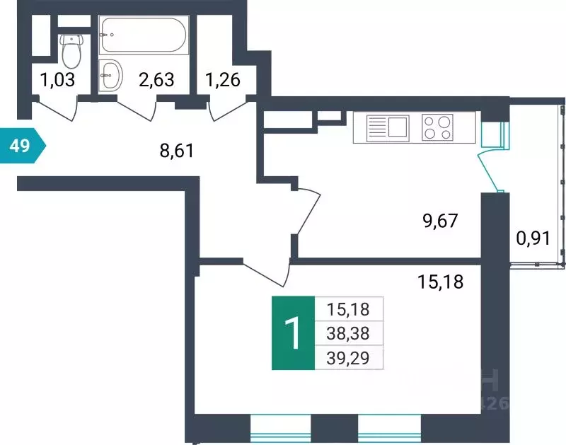 1-к кв. Забайкальский край, Чита ул. Бабушкина, 42Б (39.29 м) - Фото 0