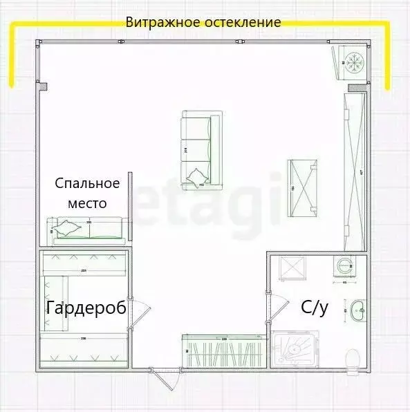 1-к кв. Приморский край, Владивосток ул. Кирова, 104 (40.4 м) - Фото 1