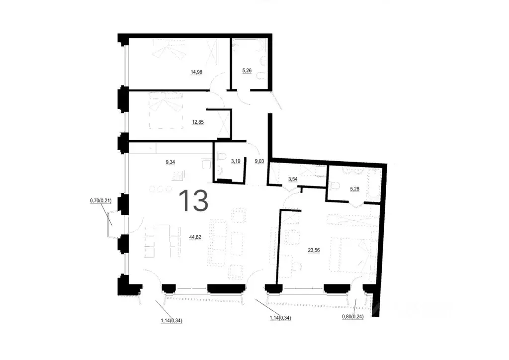 4-к кв. Татарстан, Казань ул. Сары Садыковой (132.98 м) - Фото 1