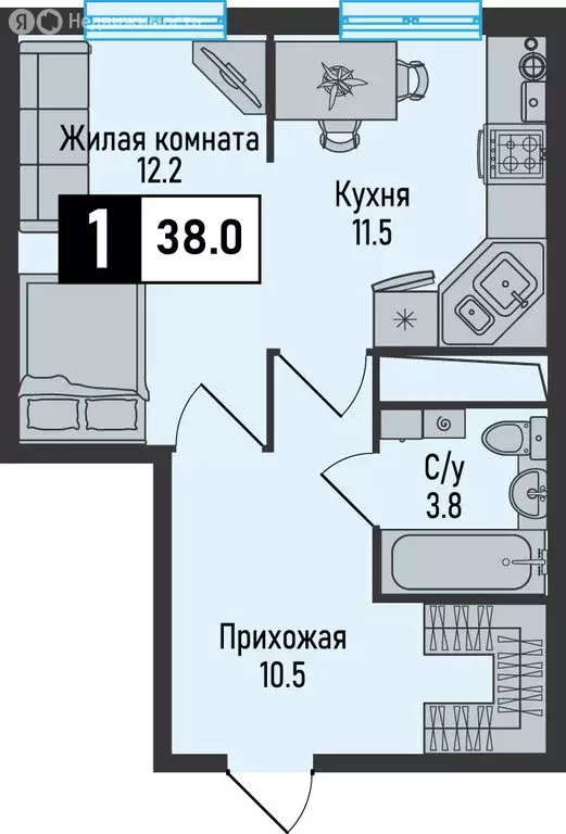 1-комнатная квартира: Железноводск, посёлок Иноземцево, улица Рядового ... - Фото 1