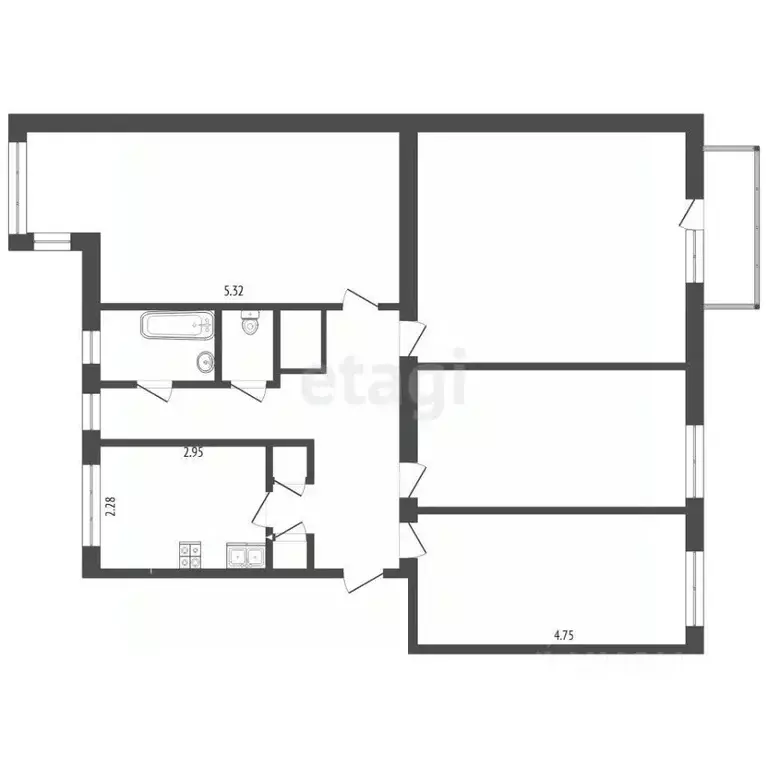 Комната Москва 3-я Кабельная ул., 2 (19.6 м) - Фото 1