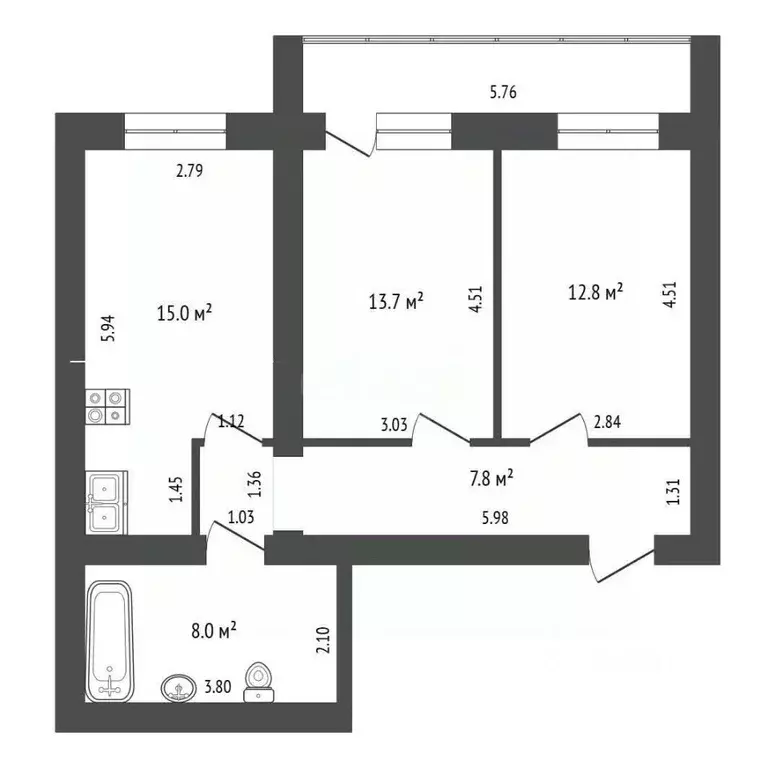 2-к кв. Самарская область, Самара просека 5-я, 129 (60.0 м) - Фото 2