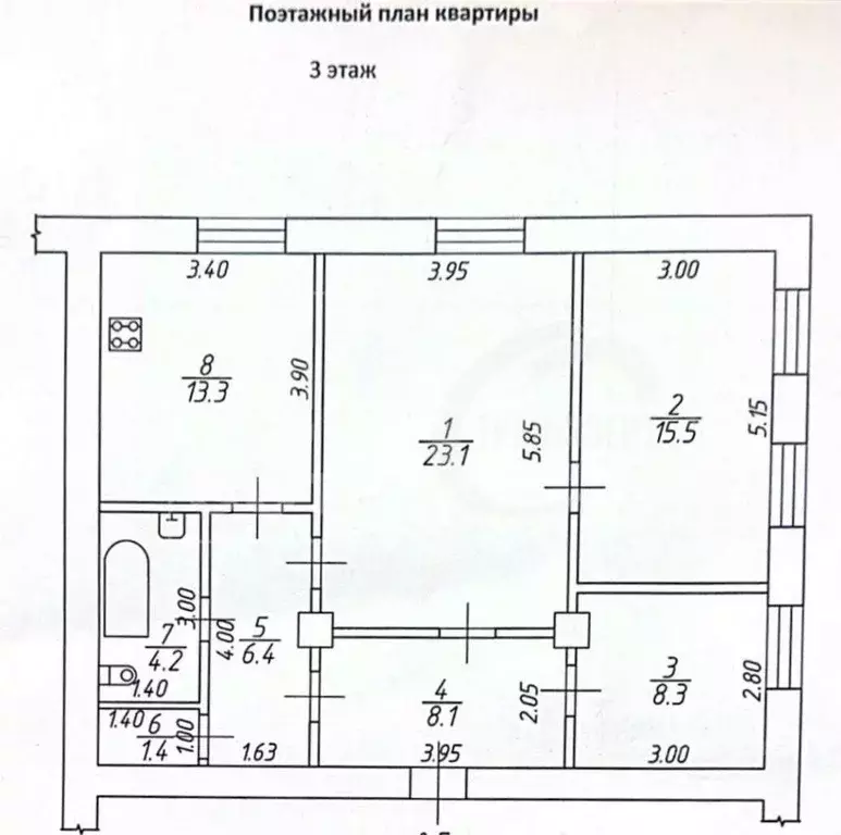 3-к кв. Воронежская область, Воронеж ул. Володарского, 64 (80.3 м) - Фото 1