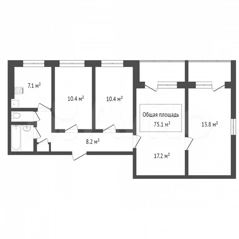 4-к. квартира, 75 м, 1/9 эт. - Фото 0