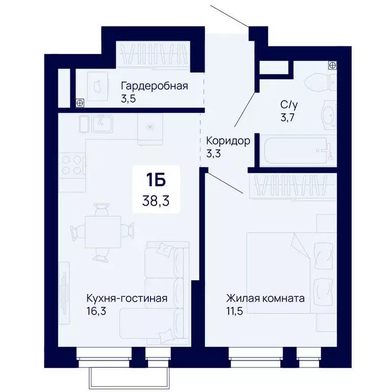 1-комнатная квартира: Екатеринбург, жилой комплекс Галактика (38.3 м) - Фото 0