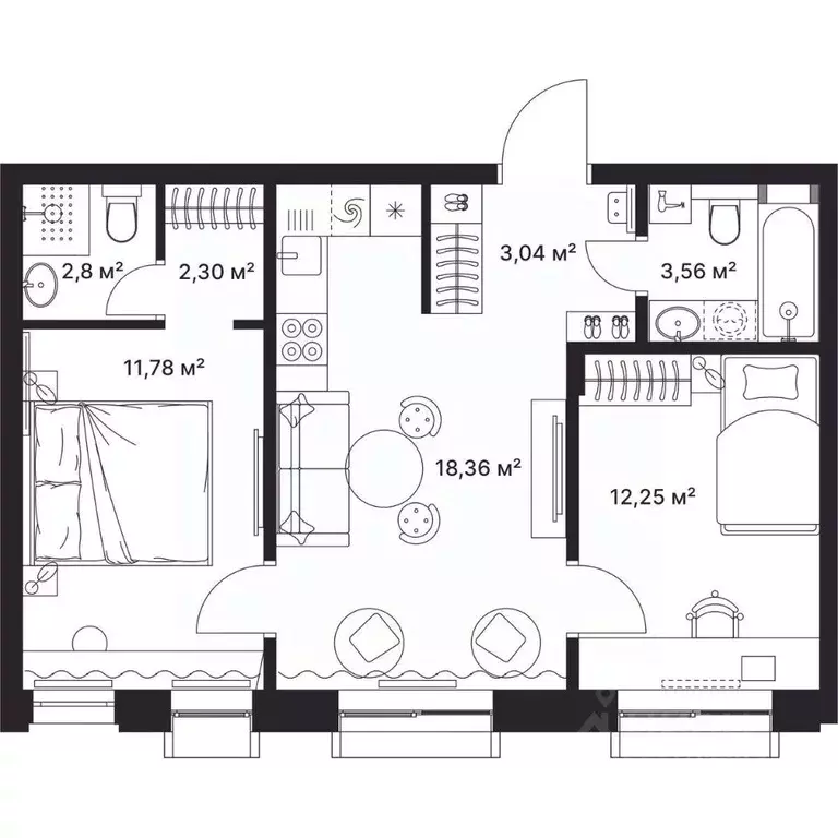 2-к кв. Владимирская область, Киржач ул. Свердлова, 10А (54.0 м) - Фото 1