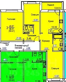 3-к кв. Самарская область, Тольятти ул. Патриотическая, 11А (83.41 м) - Фото 1