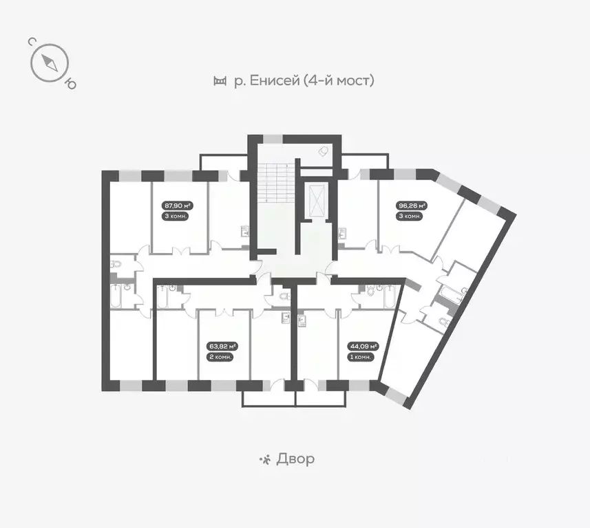 1-к кв. Красноярский край, Красноярск ул. Академгородок, 80 (44.0 м) - Фото 1