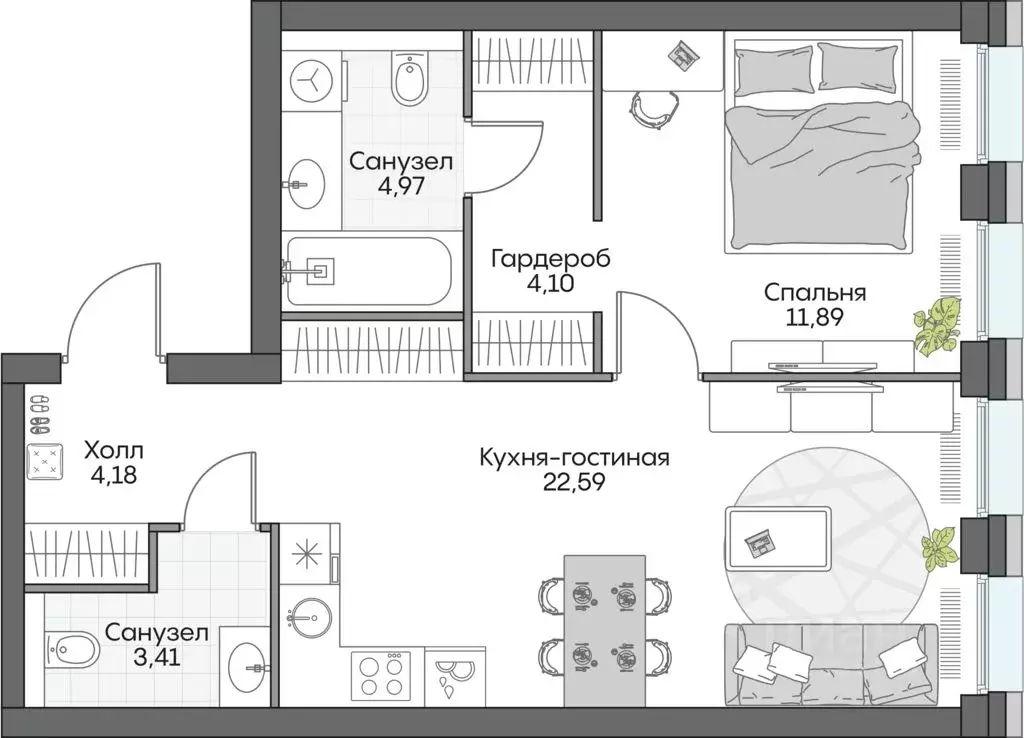 1-к кв. Москва Автозаводская ул., 24К1 (51.23 м) - Фото 0