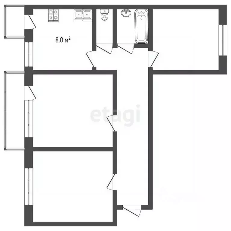 3-к кв. Москва Университетский просп., 23К4 (67.3 м) - Фото 1