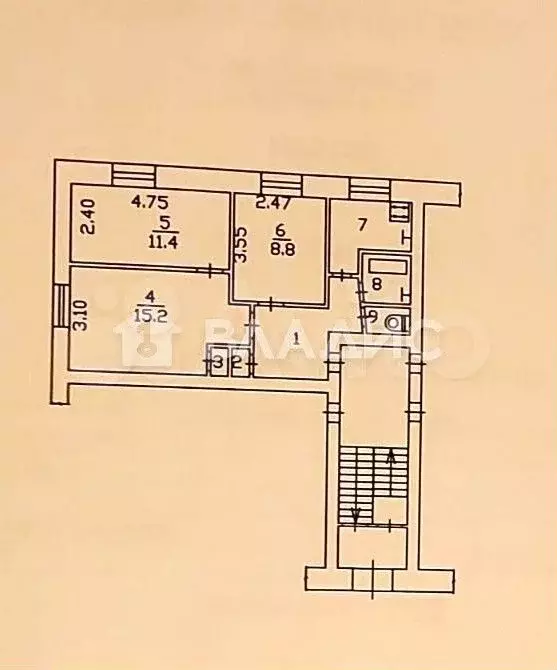 3-к. квартира, 52 м, 1/5 эт. - Фото 0