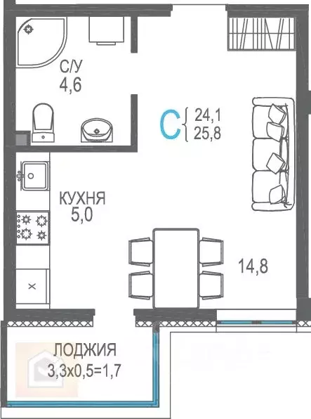 1-к кв. Крым, Евпатория просп. Ленина, 68к20 (27.5 м) - Фото 1