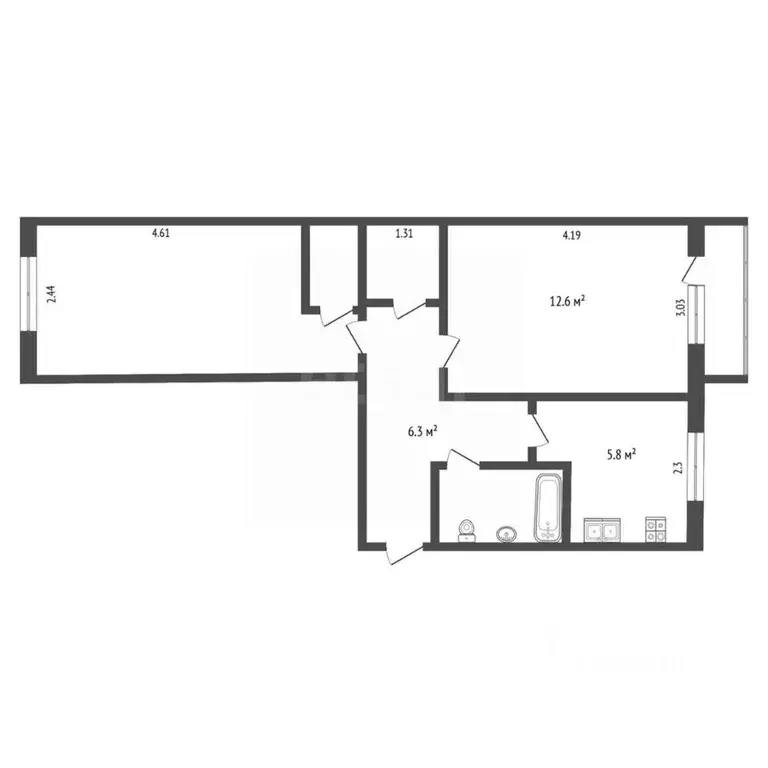 2-к кв. Архангельская область, Новодвинск ул. 3-й Пятилетки, 25 (43.7 ... - Фото 1