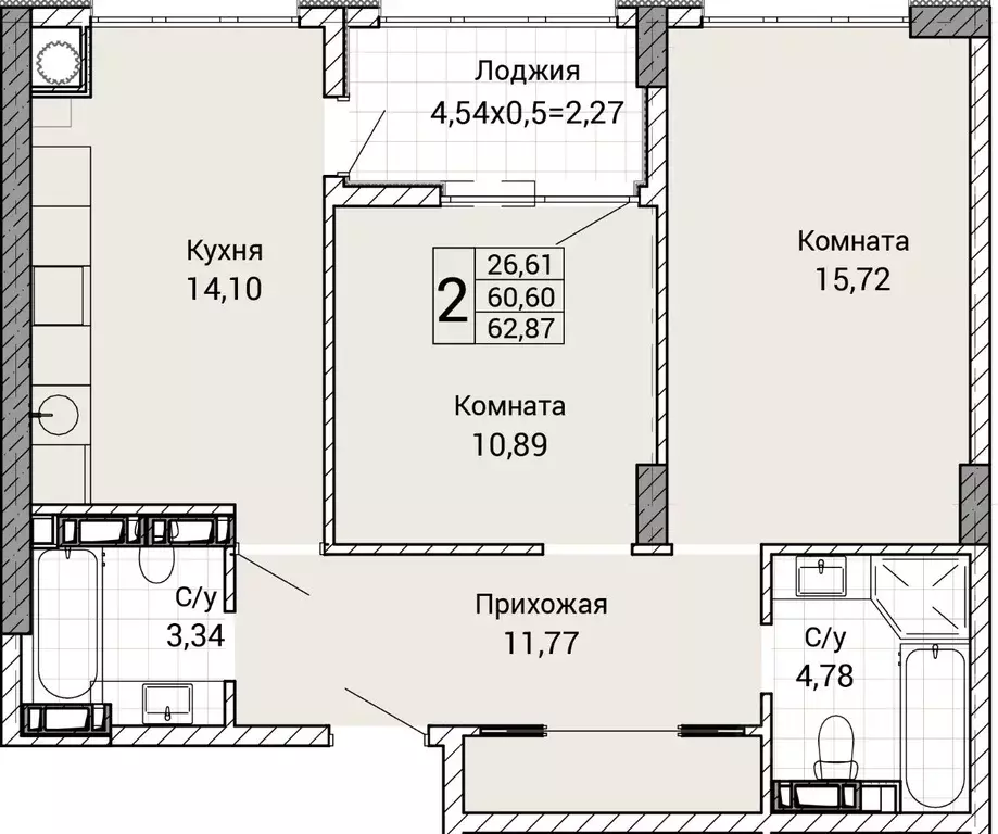 2-к кв. Севастополь ул. Братьев Манганари, 28 (62.87 м) - Фото 0