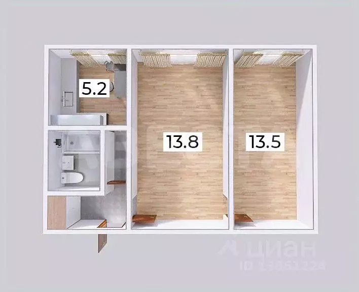 2-к кв. Омская область, Омск просп. Космический, 105 (40.0 м) - Фото 1