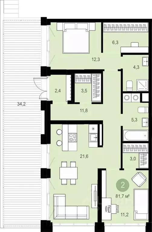 2-к кв. Новосибирская область, Новосибирск ул. Никитина, 10к3 (123.27 ... - Фото 0