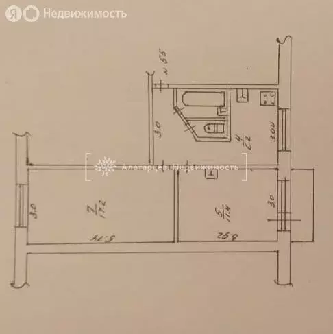 2-комнатная квартира: посёлок Самусь, улица Ленина, 32А (42.6 м) - Фото 0