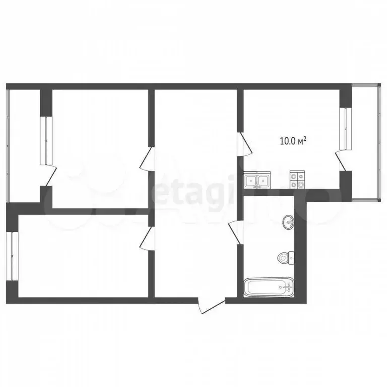 2-к. квартира, 50,7 м, 3/5 эт. - Фото 0