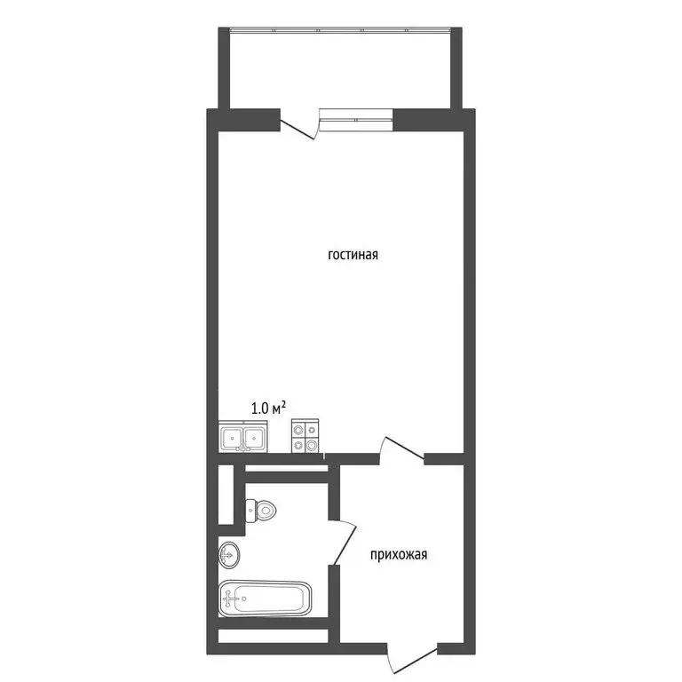 Квартира-студия: Тобольск, микрорайон Центральный, 27 (21.1 м) - Фото 1