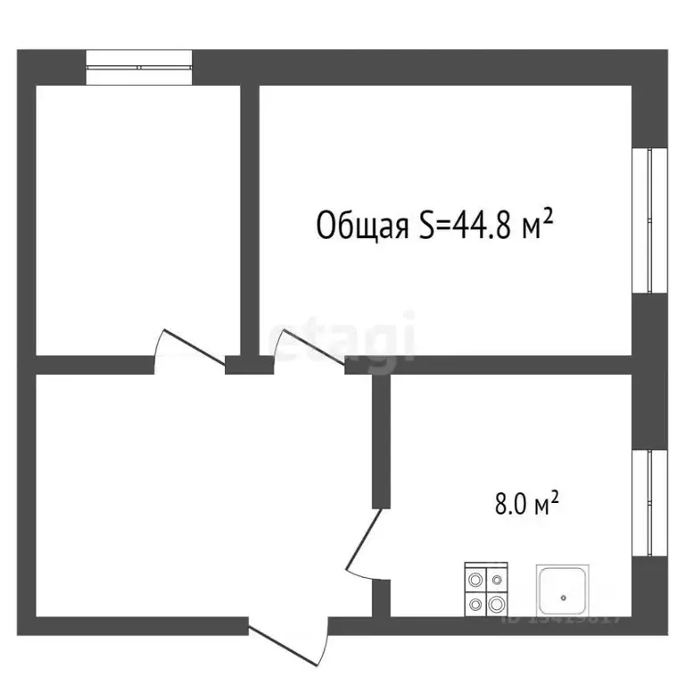 2-к кв. Брянская область, Клинцы Октябрьская ул., 108 (44.8 м) - Фото 1