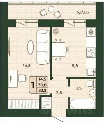 1-к кв. Самарская область, Волжский район, Смышляевка городское ... - Фото 1