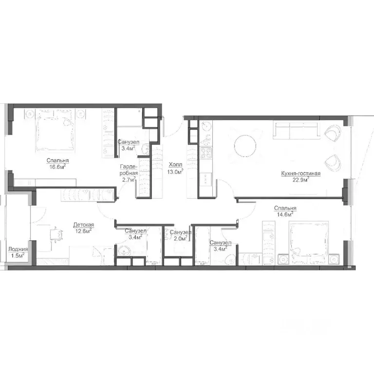 3-к кв. Москва Ленинградский просп., 29к4 (99.0 м) - Фото 2