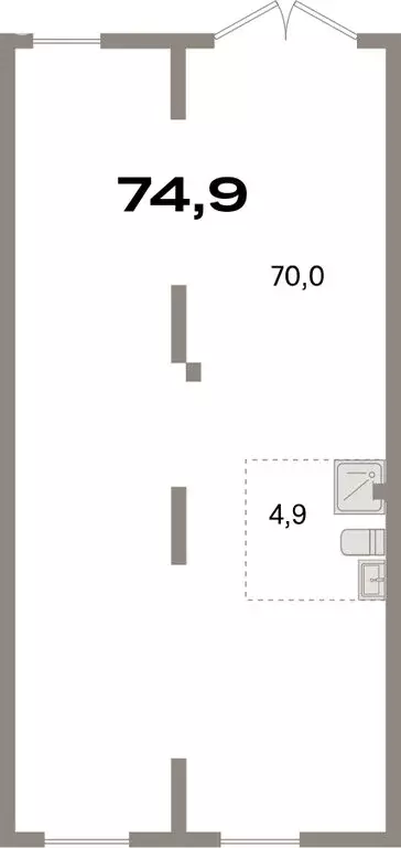 Помещение свободного назначения (74.9 м) - Фото 1