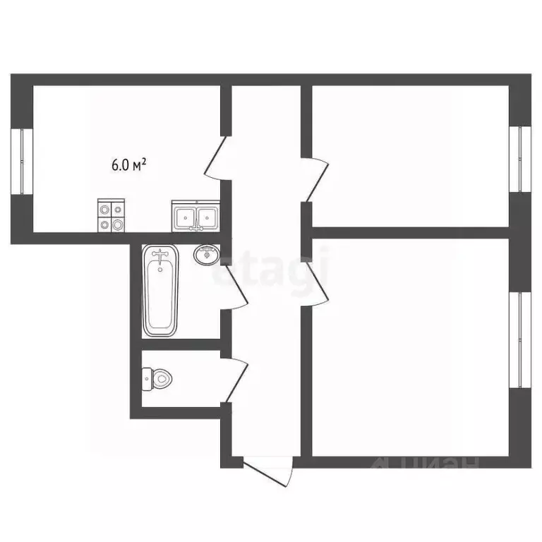 3-к кв. Московская область, Одинцово ул. Маршала Бирюзова, 24к1 (63.4 ... - Фото 2