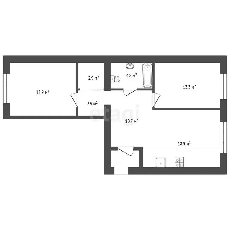 2-комнатная квартира: Тюмень, улица Республики, 204к12 (69.9 м) - Фото 1