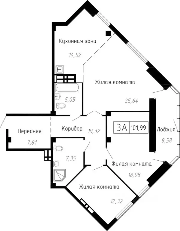 3-к кв. Приморский край, Владивосток ул. Мусоргского, 74к1 (101.7 м) - Фото 0