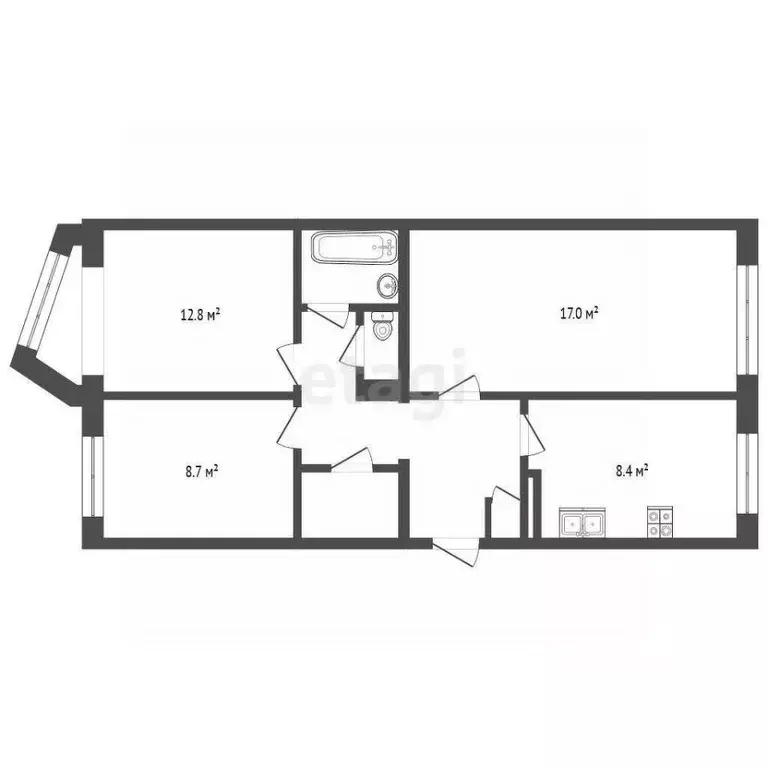 3-к кв. Камчатский край, Вилючинск Спортивная ул., 1 (61.3 м) - Фото 2